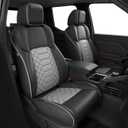 FREESOO Tacoma Seat Covers for Toyota Tacoma 2024 2025 2026 Double Cab, SR, SR5, TRD Sport, TRD Off-Road, Faux Leather Full Set Pickup Truck Seat Covers BlackGrey