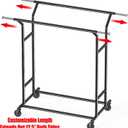 Simple Houseware Heavy Duty Double Rail Clothing Garment Rack, Holds Up to 200 lbs, 43 to 67 Inches Extendable Rod, Black