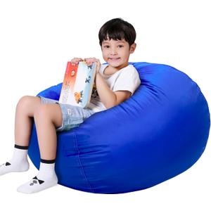 Lukeight Stuffed Animals Storage Bean Bag Chair Cover - Premium Velvet Organizer with YKK Zipper Holds 80+ Plush Toys, Washable Kids Room Decor (No Filling, X-Large) (Solid Blue)