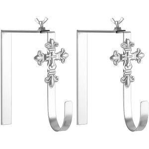 2 Pack Christmas Headstone Wreath Hanger - Adjustable 6-11 Inch - Metal Gravestone Flowers Holder - Cemetery Tombstone Wreath Hook for Christmas Grave Memorial Day