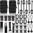 Molle Backpack Attachments Kit of 28 Accessories, D-Ring Grimloc Locking Gear Clip Web Dominator Elastic Strings Strap