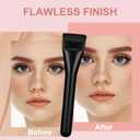 2 x Flat Foundation Brush for Liquid Makeup,14CM Premium Fast Flawless Flat Top Kabuki Makeup Brushes Face Cosmetics Concealer Brush for Liquid, Blending, Powder, Cream, Powder, Blush, Buffing Black
