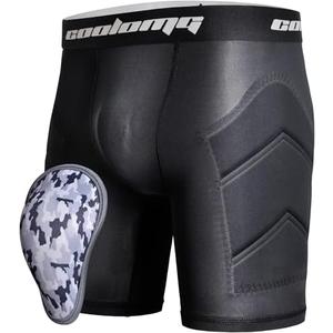 COOLOMG Youth Boys Baseball Sliding Shorts with Soft Athletic Cup Padded Compression Shorts for Football Lacrosse M