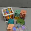 Montessori Baby Toys for Ages 6-18 Months - Pull String Teether, Stacking Blocks, Sensory Shapes Storage Bin, Infant Bath Time Fun, 4 in 1 Toddlers Toy Gifts for 1 2 3 Year Old Boys Girls