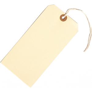 100 Large Manila Paper Tags with String Attached - # 8, 6 1/4" x 3 1/8" - Shipping Tags with String for Labeling, Blank Hang Labels with Ties
