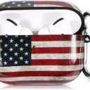 for Airpods Pro Case ,Cute for Airpod Pro Accessories Protective Hard Case Cover Portable & Shockproof Women Girls Men with Keychain/Strap for Apple Airpods Pro Charging Case(American Flag)