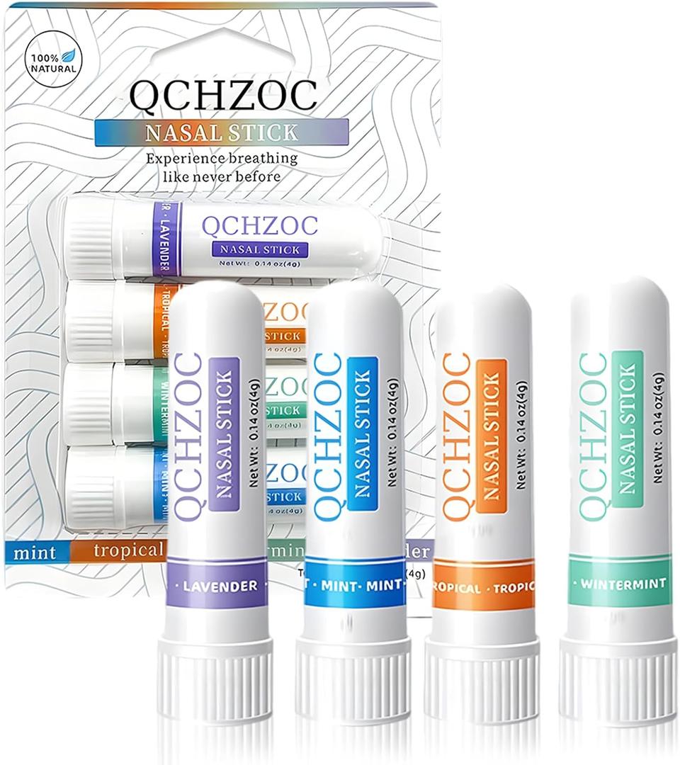 4 Pack Nasal Stick, Inhaler Nose Stick Inhaler, Quick Relief of a Stuffy Nose, Improves Breathing and Stimulates Concentration, Ideal for Travel and Home
