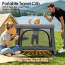 UMIKU Travel Pack and Play Baby Travel Crib Portable with Bassinet Grey