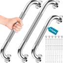 Tetutor 3 Pack Grab Bars for Bathtubs and Showers, 16-Inch and 12-Inch Anti-Slip Bathroom Shower Grab Bars for Seniors Wall, Safety Handicap Grab Bars Stainless Steel,Shower Handle for Elderly