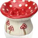 Ceramic Cat Slow Feeder, Cute Mushroom Shape Elevated Food Bowl, Shallow Raised Cat Dish, Anti Vomiting Whisker Fatigue Bowls