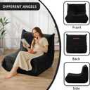 Bean Bag Chair for Adults, Giant Bean Bag Sofa Oversized Beanbag Chairs, Fireside Bean Bag Couch with High Density Sponge Filled Large Bean Bags Chair for Apartment Living Room Bedroom, Black
