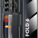 Vizvera for Galaxy Z Fold 6 Case Wallet,RFID Cards Holder [S Pen Holder][Privacy Screen Protector][Camera Cover] Shockproof Silicone Protective Phone Case for Z Fold 6 2024-Black