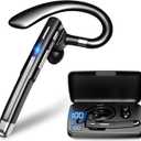 Bluetooth Headset V6.1,100 Hrs Talk Time Single-Ear Earphone, CVC8.0 Noise Cancelling Wireless Earbud, Business Earbud with 500 mAh Charging Case, Hands-Free Earpiece for Trucker/Home/Office Work