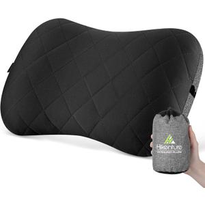Hikenture Camping Pillow with Removable Cover - Ultralight Inflatable Pillow for Neck Lumbar Support - Upgrade Backpacking Pillow - Washable Travel Air Pillows for Camping, Hiking, Backpacking (Black)