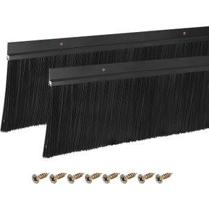 uxcell 2Pcs Door Brush Bottom Sweep H-Shape Aluminum Alloy Base with 3.9-inch Nylon Brush for Home, Industrial (39-inch L x 4.9-inch W, Black)
