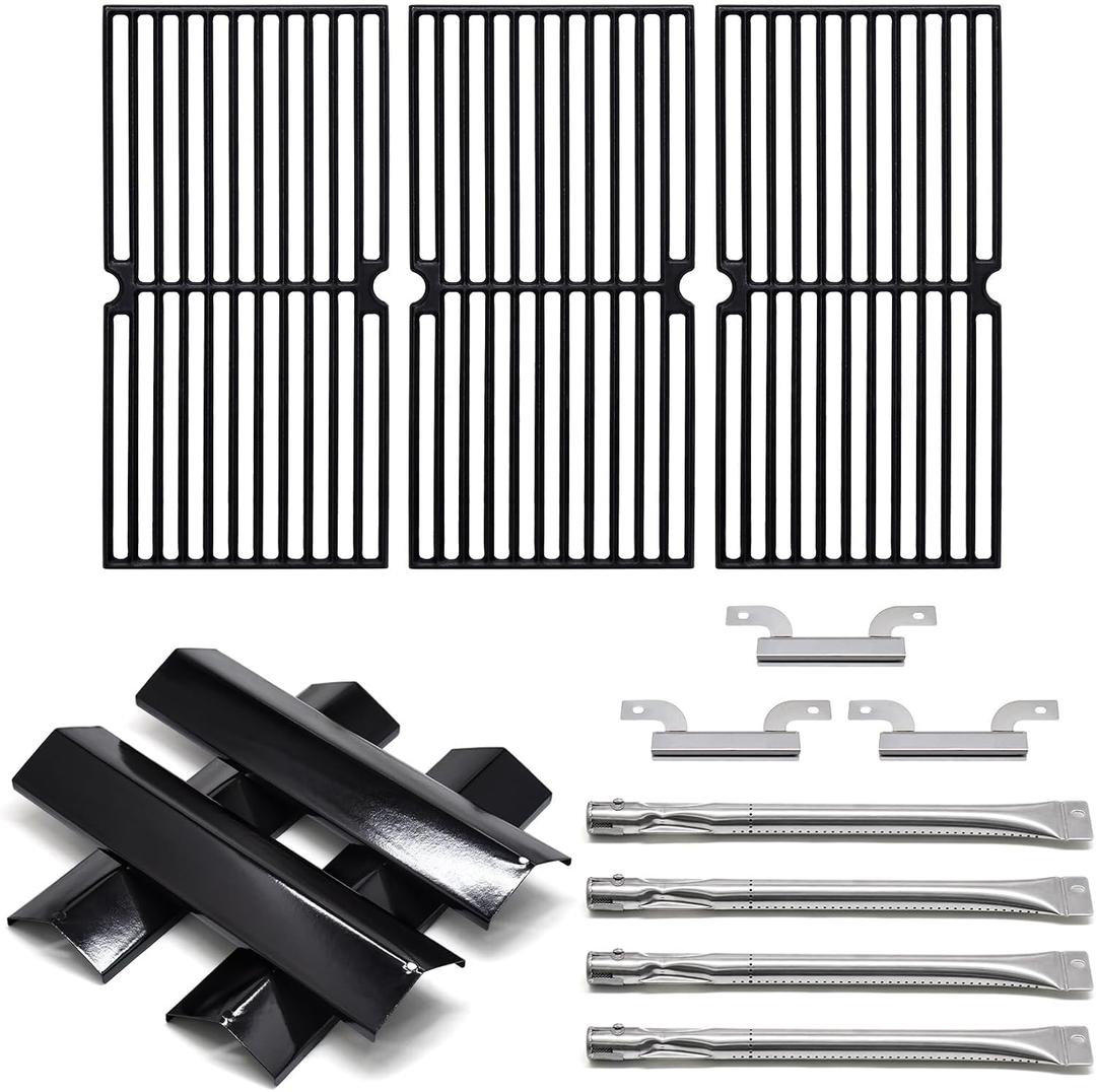 Grill Parts for Brinkmann 810-8411-5 810-1415-W 810-2415-W, Grill Grate & Heat Plate & Burner and Grill Carry Over Tube Replacement for Brinkmann 810-8411-5 Grill