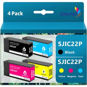 Remanufactured Ink Cartridge Replacement for SJIC22P Ink Cartridge Kit for TM-C3500 Colorworks C3500 C3510 C3520 Printer (4 Pack)