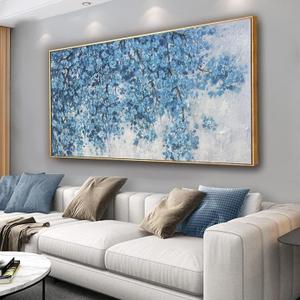 Botanical Wall Art Wall Decor Blue Tree Flower Modern Canvas Art Print Abstract Artwork Framed Pictures For Living Room Bedroom Bathroom Office Home Decor Can Be Hung Directly 20"X 40"