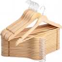 StorageWorks Wooden Hangers 30 Pack, Wood Coat Hangers for Closet, Heavy Duty Clothes Hangers for Suits, Shirts, Pants, Jackets, Natural Wood Color