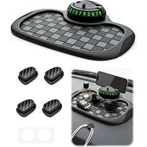 5PCS Multifunctional Car Anti-Slip Mat for Phone Set, All in One Car Organizer Pad for Car Dashboard with 360° Rotatable Phone Holder