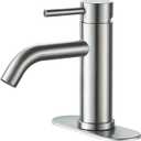 Bathroom Faucets One Hole Modern Sink Faucet Brushed Nickel, Single Handle Rv Bathroom Faucet with 3 Hole Deck Plate, Water Supply Lines