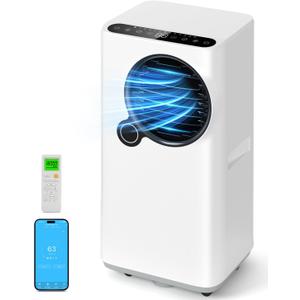 Portable Air Conditioners,16000 BTU 6-in-1 Cooling, Dehumidifier & Fan, Ultra Quiet with 24H Smart Timer, Auto Shut-Off & Child Lock for Home/Bedroom/Office (white-grey)