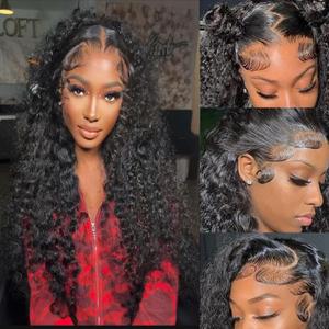 13x6 Deep Wave Lace Front Wigs Human Hair 30 Inch 200% Density Deep Curly Hd Lace Frontal Wig 13x6 Glueless Hd Lace Front Wigs Human Hair Pre Plucked With Baby Hair Natural Black