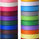 Grosgrain Ribbon 3/8 inch 20 Colors 5 Yards/Roll, Total 100 Yards Per Package for Christmas Tree, Wreath Decorations, Bow Making, Gift Wrapping, Flower Bouquet