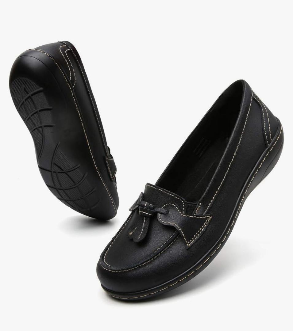 Maichal Loafers for Women Slip On Comfort Leather Tassel Dress Shoes, 10N