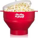 The Original Proper Popper Microwave Popcorn Popper, Silicone Popcorn Maker, Collapsible Bowl BPA Free & Dishwasher Safe - (Red)