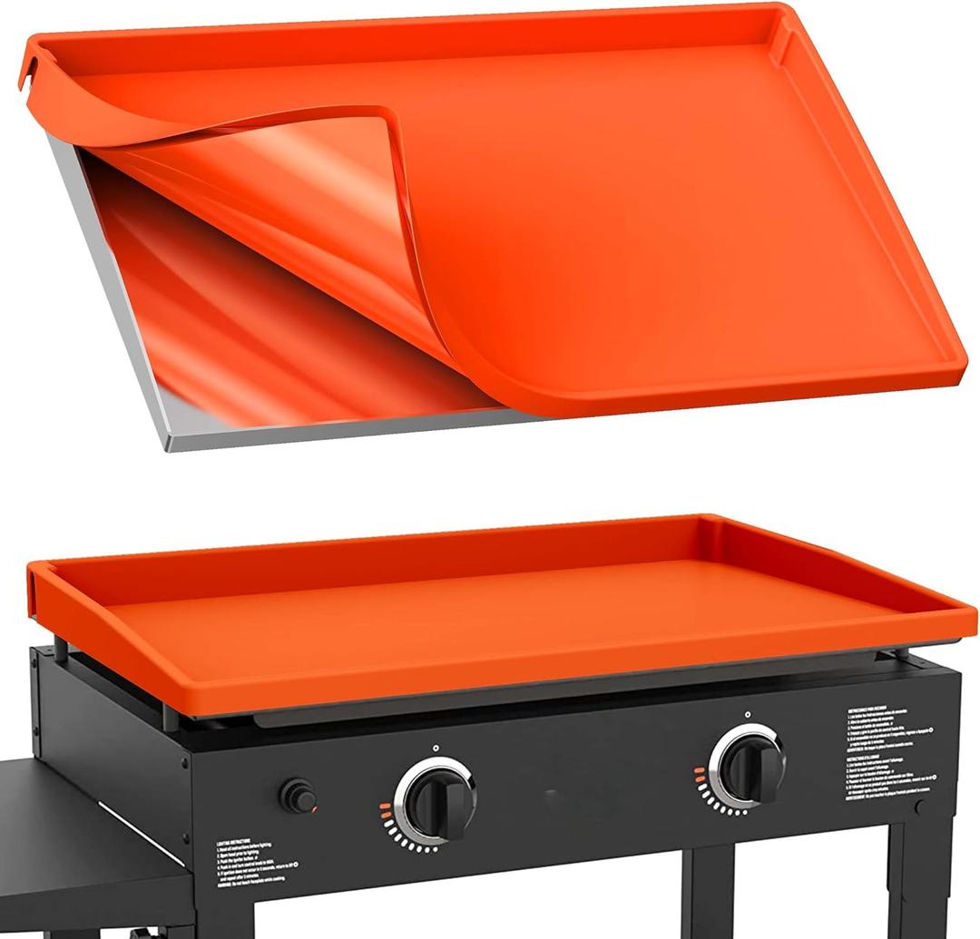 BANGIE Griddle Cover Mat for Blackstone 28 Inch Griddle Accessories - Full Wrap-Around Protection Silicone Mat for Griddle - Food Grade Silicone Grill Mat - ORANGE
