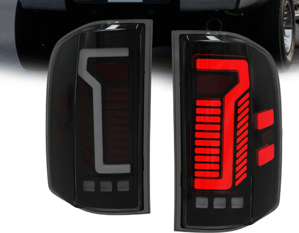 OKSIWA Sequential LED Tail Lights for 2007-2013 Chevy Silverado, Smoked Len