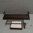 Mkono Hanging Jewelry Organizer Wall Mounted Jewelry Organizer Necklace Holder with Rustic Wood Shelf, Ring Display Box, Ear Studs Earring Holder Bracelet Organizer