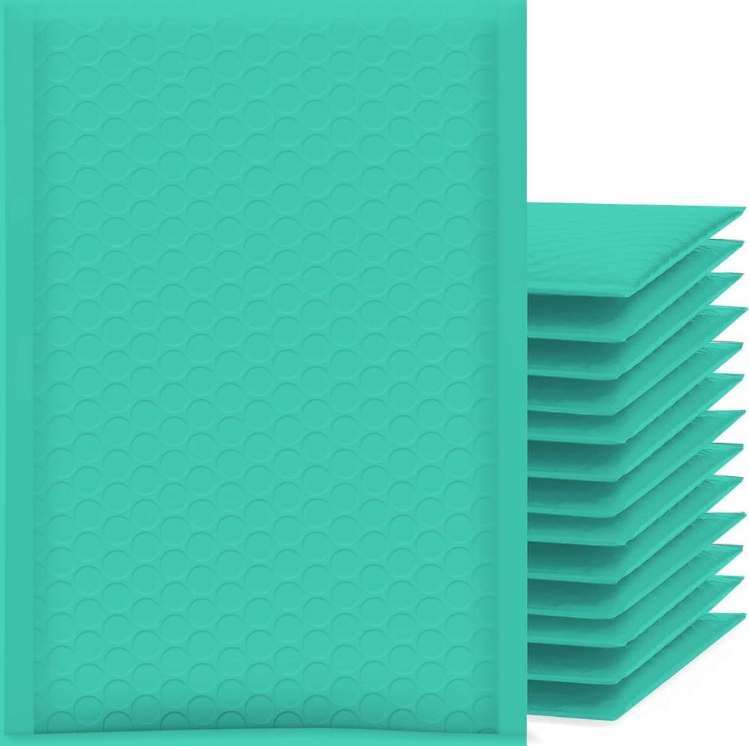 Extra Thick Bubble Mailers - Teal, 50 Pack, 6x10 Waterproof Padded Envelopes (Usable Size: 6x9), Durable Shipping Mailers for Jewelry, Handmade Goods, Crafts, and Fragile Items
