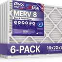 BNX TruFilter 16x20x1 Air Filter MERV 8 (6-Pack) - MADE IN USA  Dust & Pet Defense Electrostatic Pleated Air Conditioner HVAC AC Furnace Filters for Dust, Pet, Mold, Pollen MPR 600  700 & FPR 5