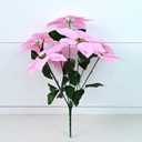 Rikyo 2- Bouquet Artificial Poinsettia Flowers 19 inch Silk Bushes Christmas Flowers Ornaments 7 Stem Heads Velvet Poinsettia Floral with Stem Leaf for Party Home Holiday Decor (Pink)