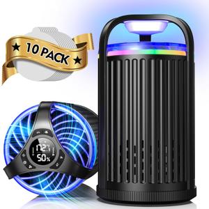 Fly Trap Indoor, 3 in 1 Fruit Fly Traps for Indoors Gnat Traps for House Indoor, Smart Flying Insect Trap Bugs Light Mosquito Catcher with 10 Refills, Ideal for Kitchen, Graden, RV, Office - Black