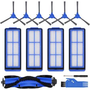 Replacement Parts for Eufy 11S Max, Accessories Kit for 15C Max, 30C Max, G30, G30 Edge, G30 Hybrid Robotic Vacuum Cleaner, Includes 4 Filters, 6 Side Brushes, 1 Roller Brush, Not Fit for 11S
