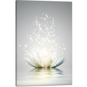 Canvas Prints Art Lotus Floral Pictures Wall Art for Zen Office Decor Meditation Poster Modern Artwork Painting Framed Ready to Hang(12x16inch)