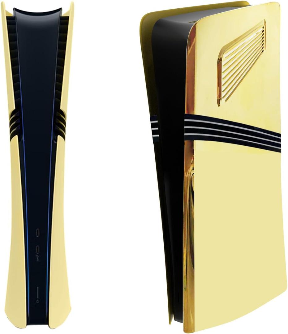 Cover Plates for PS5 Pro Digital Edition,Console Faceplate Replacement Shell Compatible with PlayStation 5 Pro Digital Edition (Gold)
