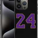 Compatible with iPhone 16 Pro Max Case,Black 24 Jersey Purple Yellow Amazing Pattern Design Shockproof Anti-Scratch Hard PC Back Case for iPhone 16 Pro Max