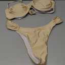 SweatyRocks Women's Two Piece Swimsuit Ruched High Cut Mid Rise Bikini Sets Swimwear (Large, Apricot)