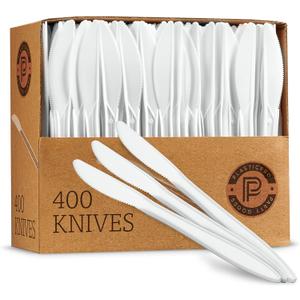 PLASTICPRO Cutlery 400 Mediumweight White Disposable Plastic Knives