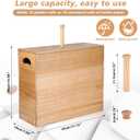 Bokon 32l Wooden Toilet Paper Holder with Lid and Handle, Natural