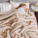 NEWCOSPLAY Faux Fur Throw Blanket Beige Luxury Fluffy Thick Warm Blanket for Couch Sofa Bed 1000GSM (Beige Thick, Throw(50"x60"))
