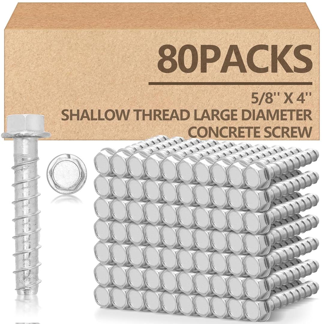 Tandefio 80 Pack 5/8 x 4 Concrete Anchors and Screw Kits Galvanized