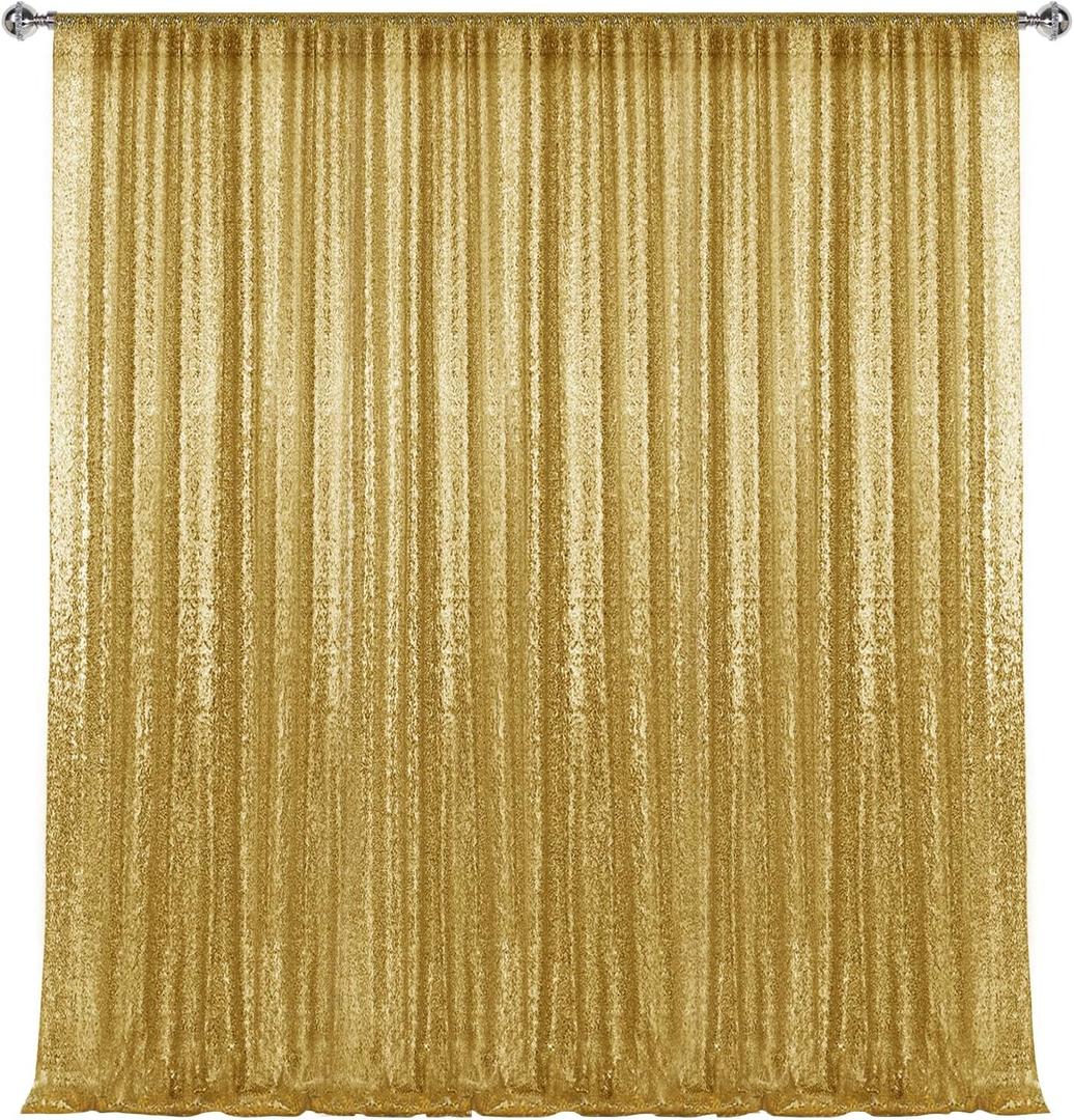 10×10FT Gold Sequin Backdrop Curtain, Photography Backdrop Glitter Curtains Fabric Background for Wedding Party Decor
