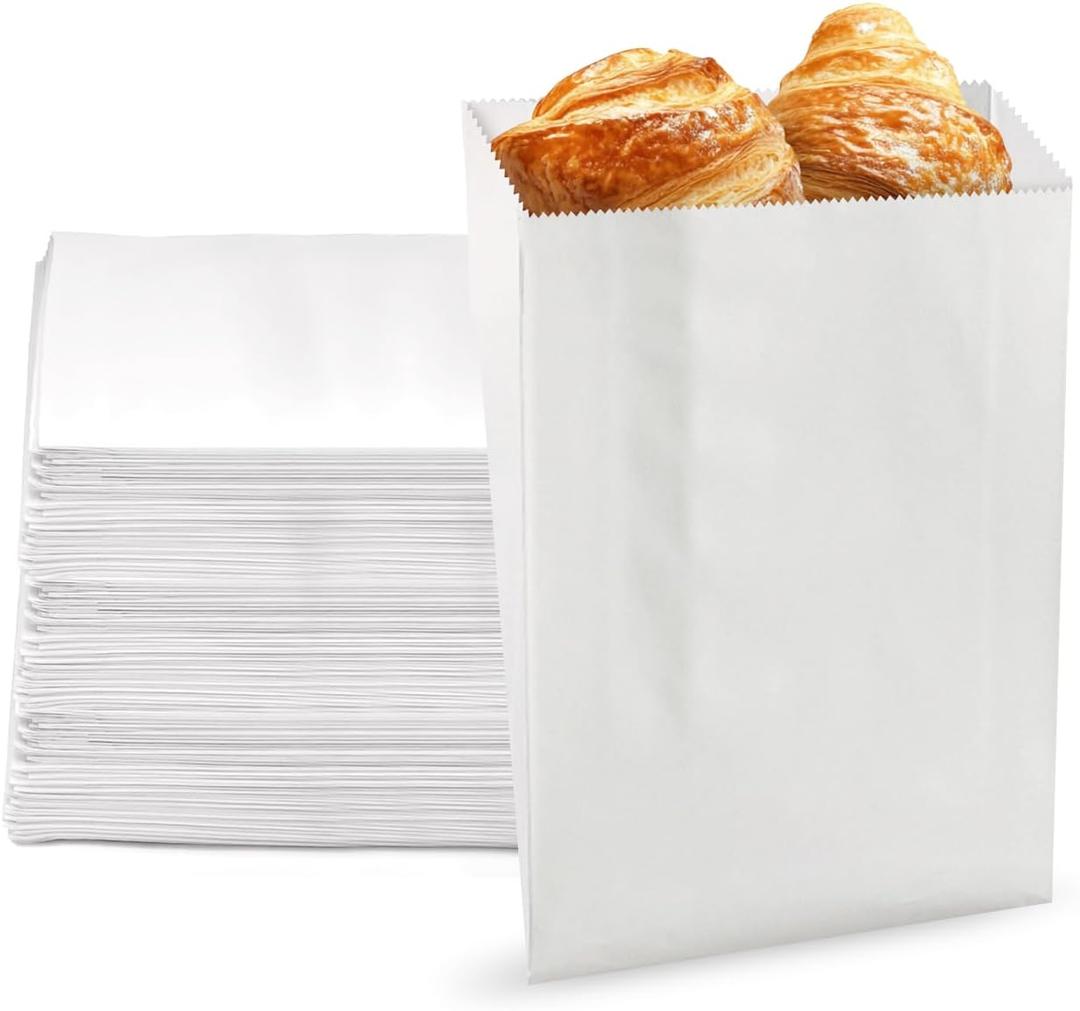 Grease Resistant - Gusseted Paper Sandwich Bags - White (1000Pcs/Pack)(6 x 0,75 x 6,75)