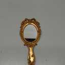 Nerien Vintage Handheld Mirror, Vanity Makeup Mirror with Handle, Antique Embossed Rose Princess Hand Mirror for Women, Portable Travel Packet Compact Mirrors, Decorative Cosmetic Handle Mirrors, Gold