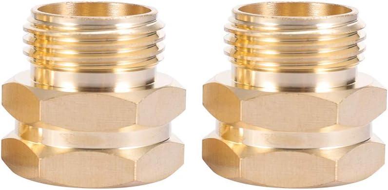 Brass Pipe to Hose Connector Fitting, Female Pipe Thread x Male 3/4 Hose Thread(2 Pack) (3/4NPT female to 3/4 GHT male)